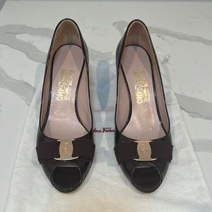 Salvatore Ferragamo Maroon Patent Leather Heel